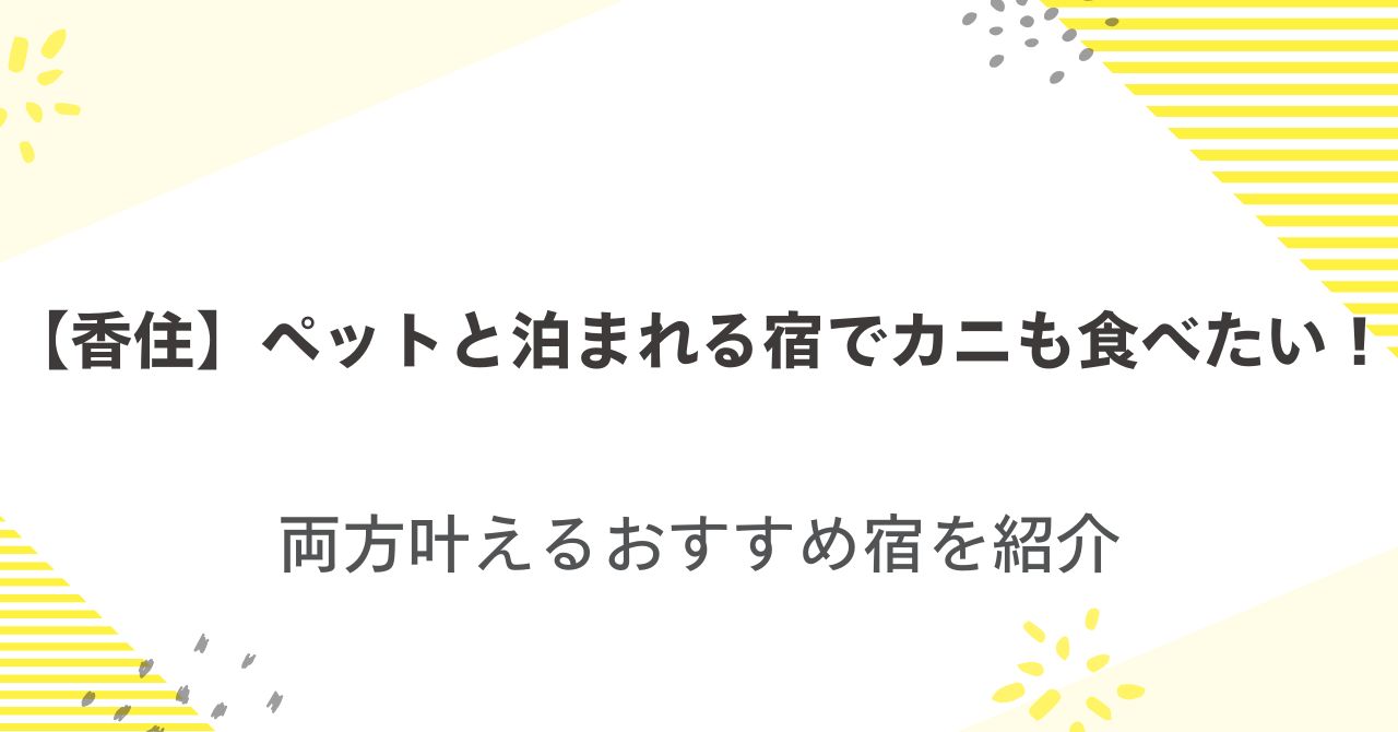 【香住】ペットと泊まれる宿でカニも食べたい！両方叶えるおすすめ宿を紹介